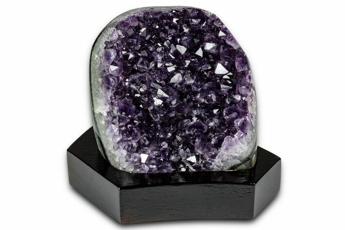 Deep Purple Amethyst Geode With Wood Base - Uruguay #342836